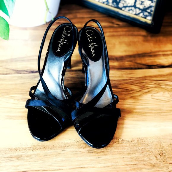 Cole Haan Black Strappy Heel Sandals size 7.5 Mint - Picture 5 of 12